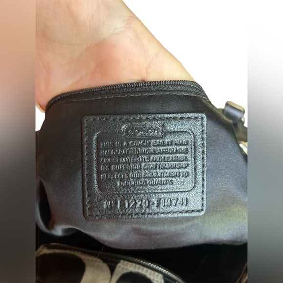 Coach Signature Black/Gray Canvas Leather Tote Handbag L1220-F19741 - Picture 12 of 14